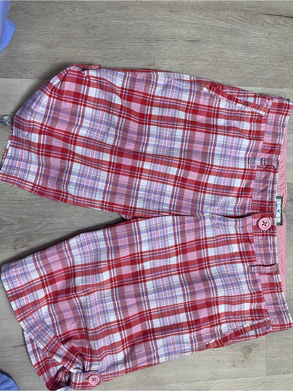 American Eagle Outfitters Pink and Red Plaid Shorts Y2K 2000’s Low Rise